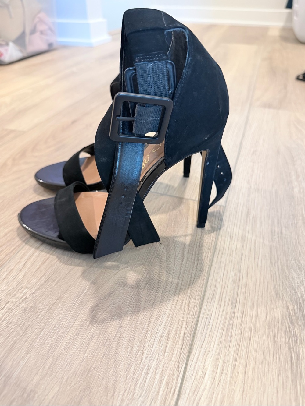 Aldo Black Suede Crisscross Ankle-Strap Heels - Picture 3 of 4